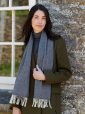 341 - Irish Wool Scarf Short Grey Black Herringbone