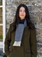 341 - Irish Wool Scarf Short Grey Black Herringbone