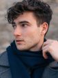 470 - 100% Cashmere Scarf Navy 7