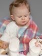 BB14 - Merino Cashmere Baby Blanket White Pink Blue Border Check 3