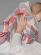 BB14 - Merino Cashmere Baby Blanket White Pink Blue Border Check 4