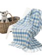 BB15 - Merino Cashmere Baby Blanket Blue Block Check 1