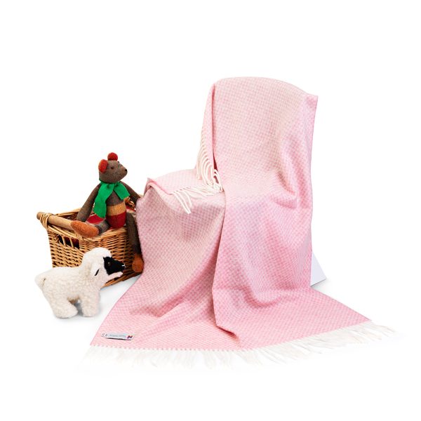 BB22 - Lambswool Baby Blanket Pink Basket Weave 1 BB22 - Lambswool Baby Blanket Pink Basket Weave 1