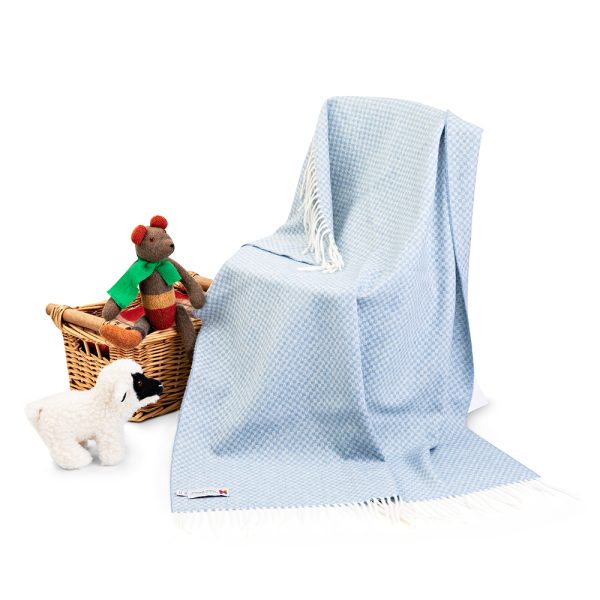 BB23 - Lambswool Baby Blanket Blue Basket Weave 1 BB23 - Lambswool Baby Blanket Blue Basket Weave 1