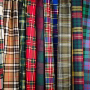 Fabric Range of Tartans hanging