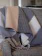 Merino Wool Cashmere Throw Grey Stone Beige Stripe