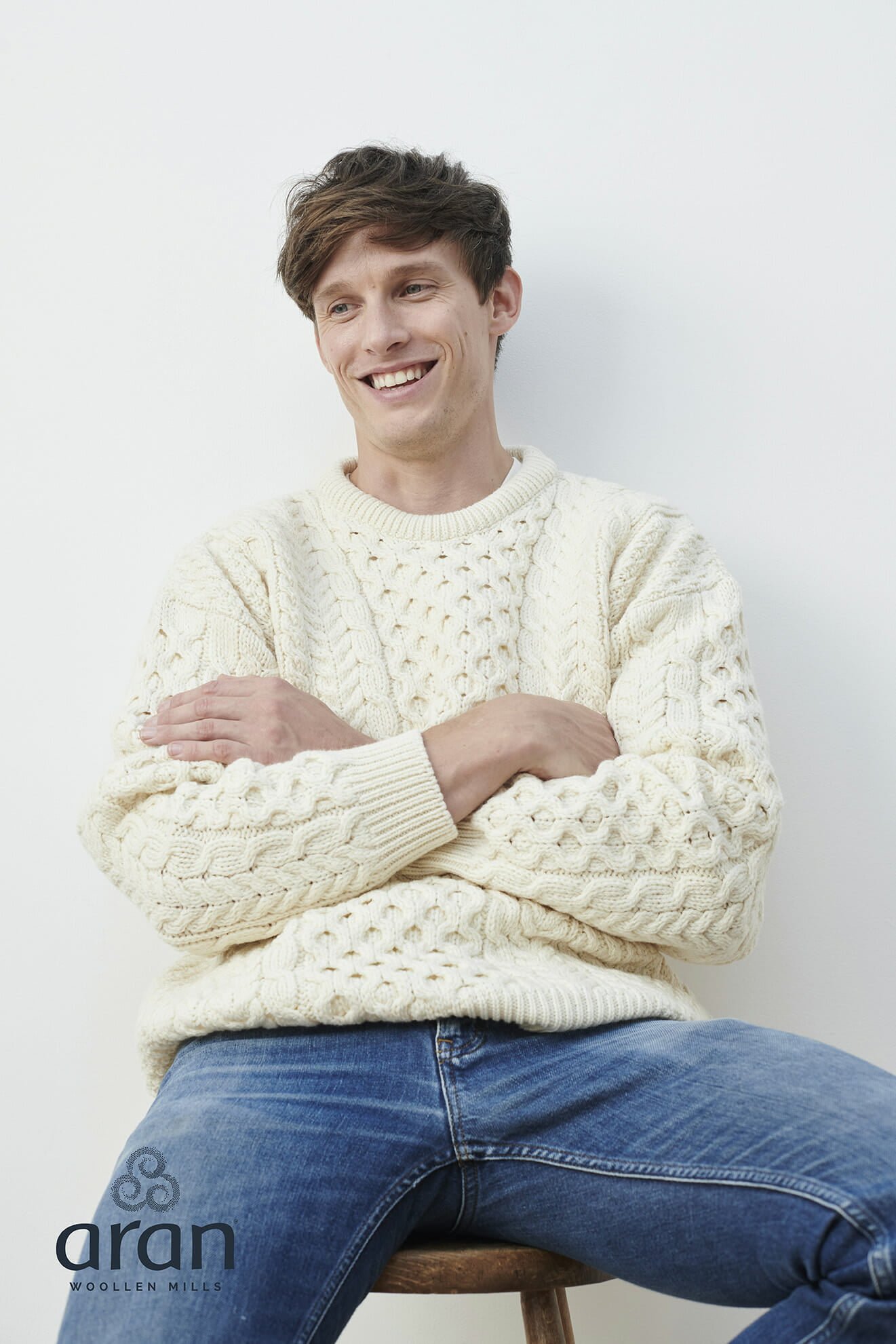 Mens Traditional Aran Wool Sweater