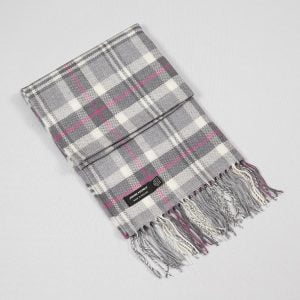 Oversized Merino Scarf Grey Pink Check