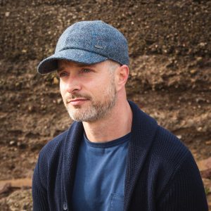 Baseball Cap with Ear Flap Grey Denim Herringbone - BC-H84