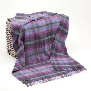 Large Irish Picnic Blanket Purple Pink and Green Tartan
