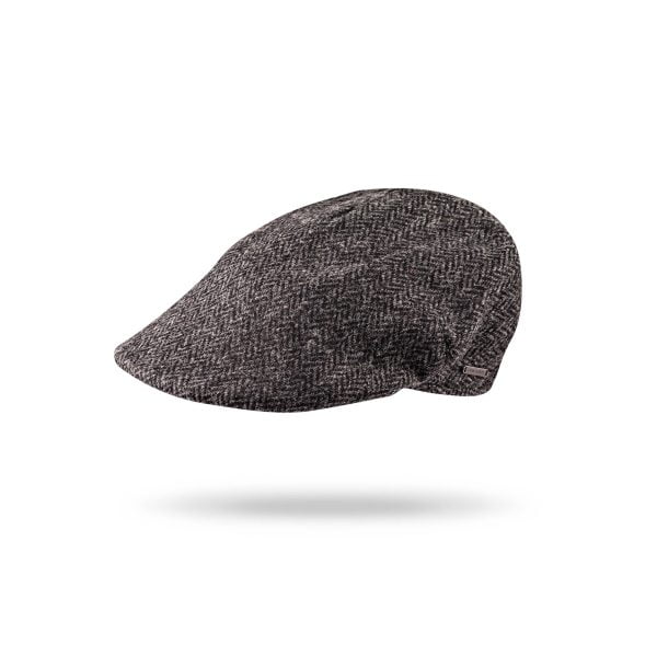 Sports Cap Charcoal Black Donegal Herringbone - D41 3 - John Hanly & Co Sports Cap Charcoal Black Donegal Herringbone - D41 3 - John Hanly & Co