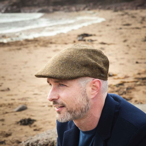 Tweed Sports Cap Beige Dark Brown Herringbone - H16 2 - John Hanly & Co Tweed Sports Cap Beige Dark Brown Herringbone - H16