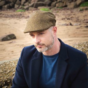 Tweed Sports Cap Beige Dark Brown Herringbone - H16