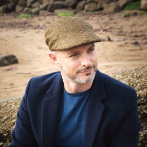 Tweed Sports Cap Beige Dark Brown Herringbone - H16