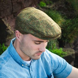 Irish Tweed Cap Green Brown Donegal - TC-H36