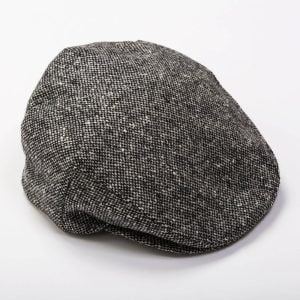 Irish Tweed Cap Black White Donegal Tweed - TC H69