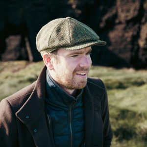 Eight Piece Newsboy Cap Moss Green Donegal Herringbone - 8 PC H15