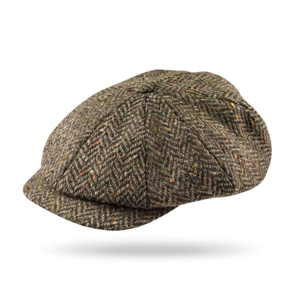 8 Piece Newsboy Cap Brown Green Donegal Herringbone H14 - John Hanly & Co 8 Piece Newsboy Cap Brown Green Donegal Herringbone H14 - John Hanly & Co