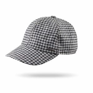 Baseball Cap with Earflaps Grey & Charcoal Houndstooth