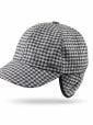 Baseball Cap with Earflaps Grey & Charcoal Houndstooth