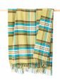 Merino Wool Cashmere Throw Green Blue Brown Plaid