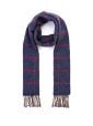 Cashmere Merino Scarf Denim with Beige Red Windowpane