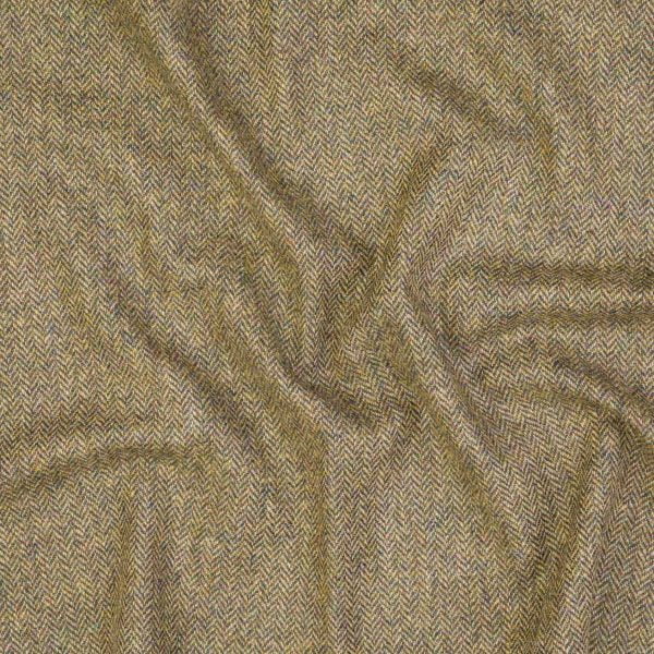 Fabric Beige Green Herringbone