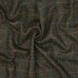 Fabric Dark Green Black Herringbone