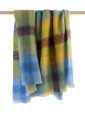 Mohair Throw in Blue Yellow Lime Brown Blocks - John Hanly
