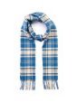 Irish Wool Scarf Long Blue Beige Check