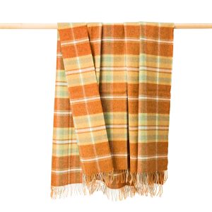 Merino Lambswool Blanket in Orange Rust Plaid