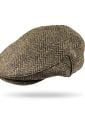 Irish Tweed Flat Cap Brown Green Donegal Herringbone