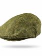 Irish Tweed Flat Cap Moss Green Donegal Herringbone