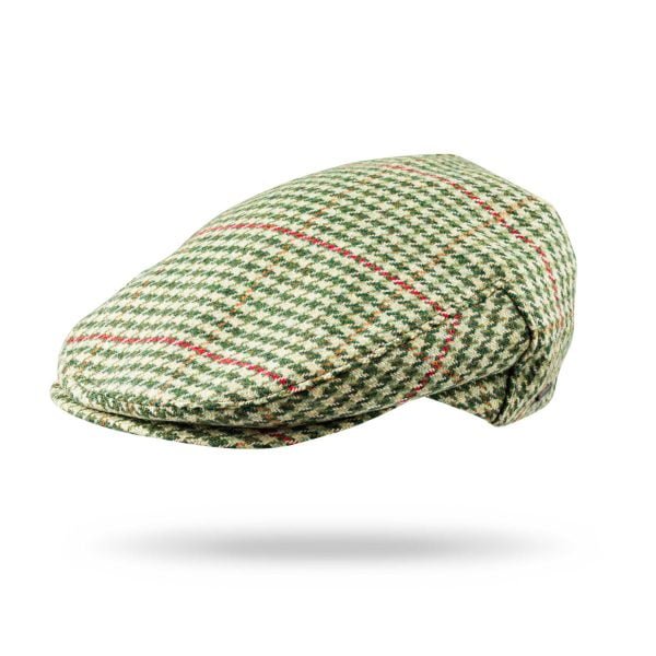 Irish Tweed Flat Cap Green Beige Houndstooth TCH35 - John Hanly & Co Irish Tweed Flat Cap Green Beige Houndstooth TCH35 - John Hanly & Co