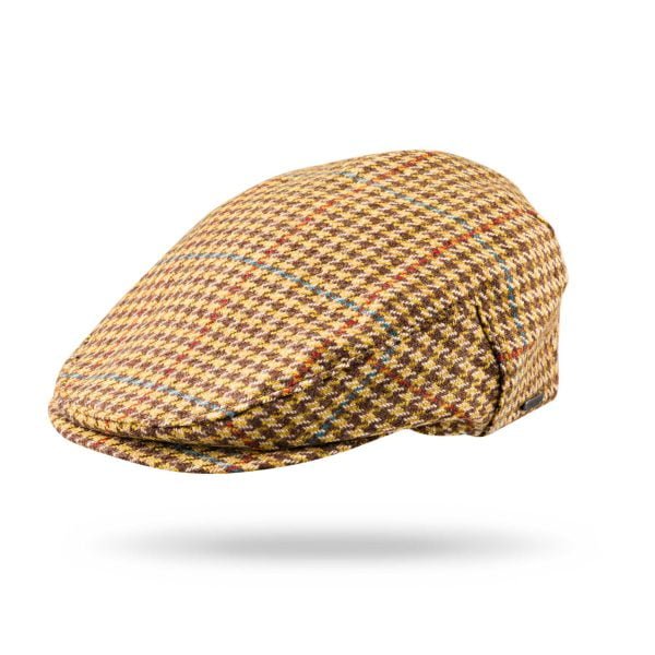Irish Tweed Flat Cap Brown Beige Houndstooth TCH37 - John Hanly & Co Irish Tweed Flat Cap Brown Beige Houndstooth TCH37 - John Hanly & Co