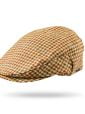 Irish Tweed Flat Cap Brown Beige Houndstooth