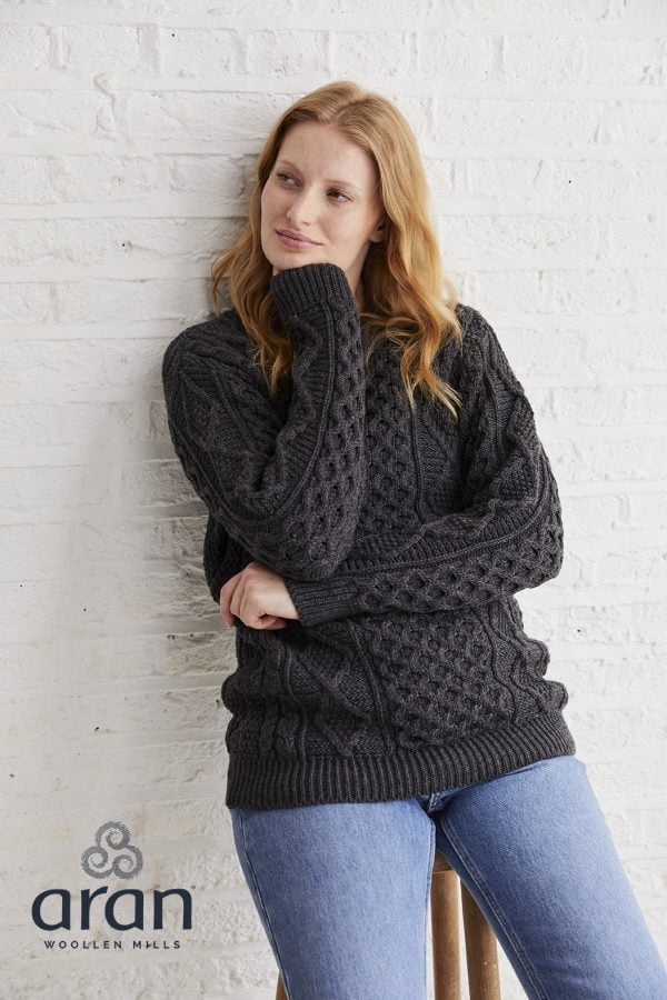 B181_EireanAranSupersoftSweater_Ladies-SupersoftMerino_Grey2 - John Hanly & Co B181_EireanAranSupersoftSweater_Ladies-SupersoftMerino_Grey