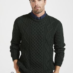 B181_EireanAranSupersoftSweater_Ladies-SupersoftMerino_Green_1