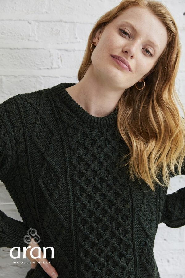B181_EireanAranSupersoftSweater_Ladies-SupersoftMerino_Green_5 - John Hanly & Co B181_EireanAranSupersoftSweater_Ladies-SupersoftMerino_Green_