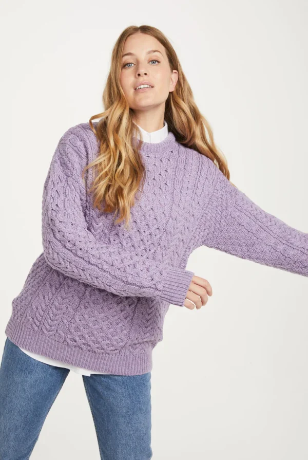 A823_InisheerTraditionalAranSweater_Ladies_Merino_John Hanly & Co Irish Merino Sweater A823