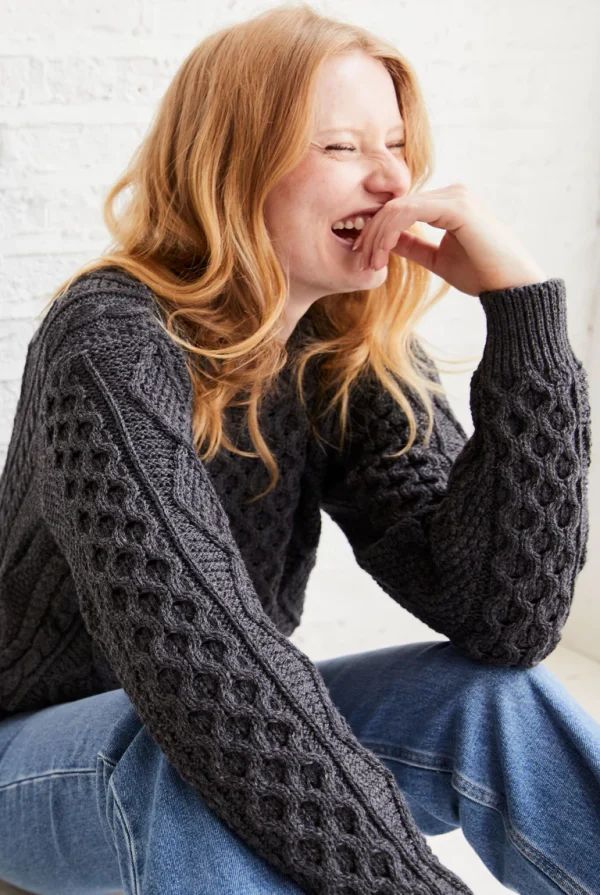 B181_EireanAranSupersoftSweater_Ladies-SupersoftMerino_Grey - John Hanly & Co B181_EireanAranSupersoftSweater_Ladies-SupersoftMerino_Grey