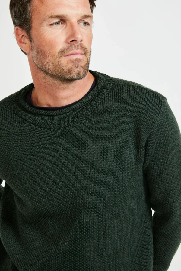 B782_MoycullenRollNeckSweater_Mens_Merino_MossGreen_03-John Hanly & Co B782_MoycullenRollNeckSweater_Mens_Merino_MossGreen