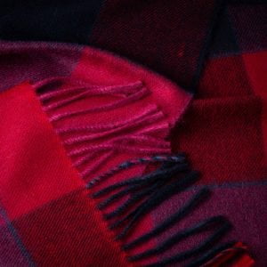 Merino Luxury Wool Scarf Pink Green Block - John Hanly & Co