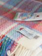BB14 - Merino Cashmere Baby Blanket White Pink Blue Border Check 2