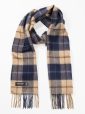 118 - Merino Wool Scarf Navy Beige Brown Check 1