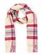 1909 - Irish Wool Scarf Long Ecru Purple Heather Plaid