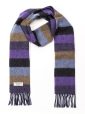 1937 - Irish Wool Scarf Long Purple Charcoal Blue Tan Stripe