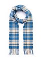 1992 - Irish Wool Scarf Long Blue Beige Check 1