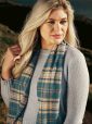1992 - Irish Wool Scarf Long Blue Beige Check 2