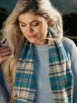 1992 - Irish Wool Scarf Long Blue Beige Check 3